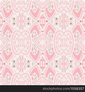 Vintage cute pink tile art seamless pattern. Ethnic geometric print. Ornamental repeating background texture. Fabric, cloth design, wallpaper, wrapping. Cute pink Seamless abstract tiled pattern vector web background