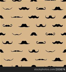 Vintage dad mustaches vector seamless pattern. Background with hipster mustaches, illustration of gentleman mustache. Vintage dad mustaches vector seamless pattern