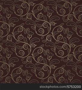 Vintage Dark Red And Gold Seamless Floral Pattern With Clipping Mask