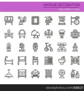 Vintage Decoration Elements , Thin Line and Pixel Perfect Icons