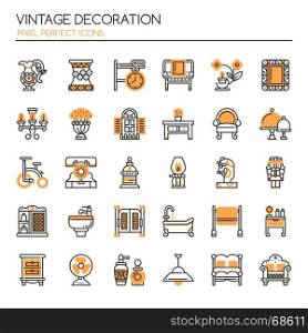 Vintage Decoration Elements , Thin Line and Pixel Perfect Icons