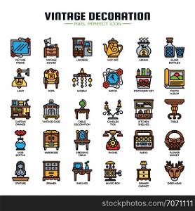 Vintage Decoration , Thin Line and Pixel Perfect Icons
