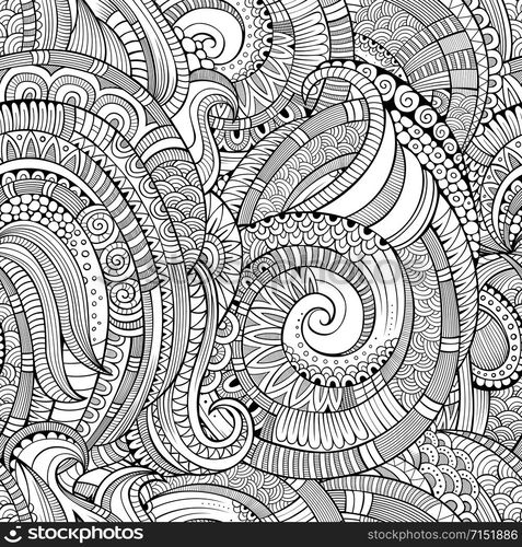 Vintage decorative abstract hand drawn ornamental spiral seamless pattern. Vector background . Vintage decorative ornamental seamless pattern