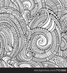 Vintage decorative abstract hand drawn ornamental spiral seamless pattern. Vector background . Vintage decorative ornamental seamless pattern