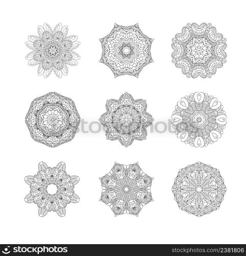 Vintage decorative elements.Circular pattern of traditional motifs and ancient oriental ornaments. Hand drawn background.. Circular pattern or oriental ornaments