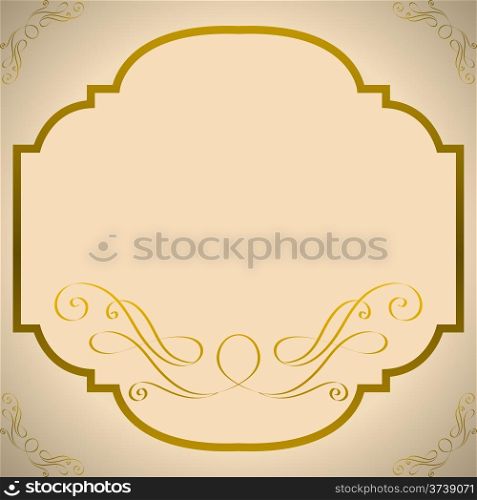 Vintage decorative gold frame background. Vector illustration