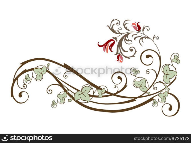vintage design element with flowers and ivy
