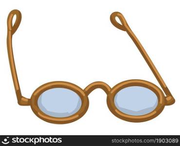 Vintage design of spectacles for eyesight, isolated retro glasses, old fashioned accessories for outfit and apparel. Eyewear for reading, goggles with small lenses. Vector in flat style illustration. Old retro glasses for eyesight vintage spectacles