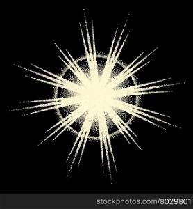 Vintage dotwork star, sparkle, sunburst or flare with rays