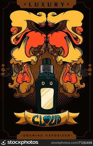 Vintage drawing vector art of Vaporizer, retro colors by golden scheme. Adaptive with comic style and divide by layers. Designing for tattoo, t-shirt and vaporizer.