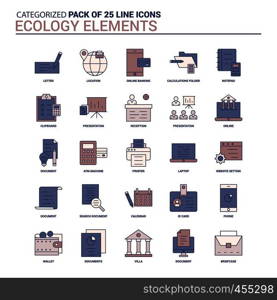 Vintage Ecology Elements Icon set - 25 Flat Line icon set