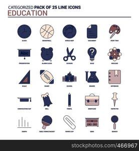 Vintage Education Icon set - 25 Flat Line icon set