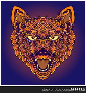 Vintage elegant wolf dog head ornament illustration vector illustrations for your work logo, merchandise t-shirt, stickers and label designs, poster, greeting cards advertising business company or brands
