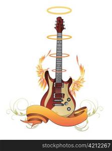 vintage emblem with guitar