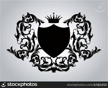 vintage emblem with shield and crown vector illustration