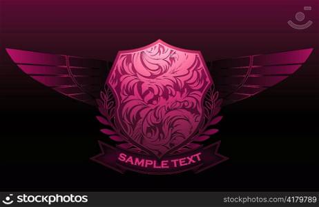 vintage emblem with shield and wings vector illustration