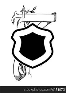 vintage emblem with shield vector illustration