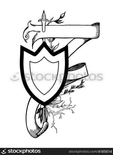 vintage emblem with shield vector illustration