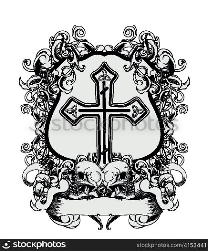 vintage emblem with skulls vector illustration