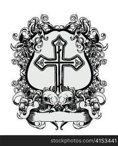 vintage emblem with skulls vector illustration