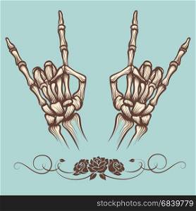 Vintage engraving rock horn sign poster. Vintage engraving rock horn sign poster, vector illustration