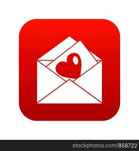 Vintage envelopes and heart in simple style isolated on white background vector illustration. Vintage envelopes and heart icon digital red