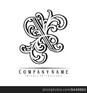Vintage exclusivity floral X letter monogram logo silhouette vector illustrations for your work logo, merchandise t-shirt, stickers and label designs, poster, greeting cards advertising business company or brands