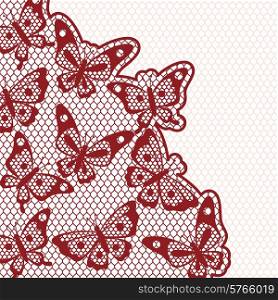 Vintage fashion lace ornament background with butterflies.