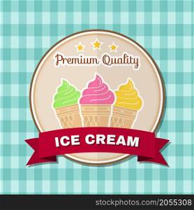 Vintage fast food badge, banner or logo emblem. Elements on the theme of the fast food business. Vector illustration. Ice cream design, sticker or emblem. For fast food poster, banner or t-shirt.. Vintage fast food badge, banner or logo emblem.