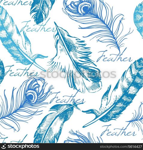 Vintage feather seamless pattern