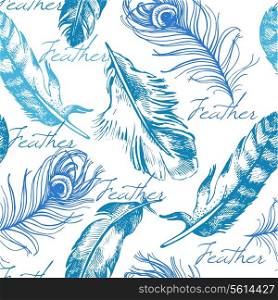 Vintage feather seamless pattern