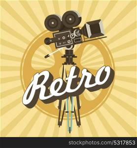 Vintage film camera. Poster in vintage style.