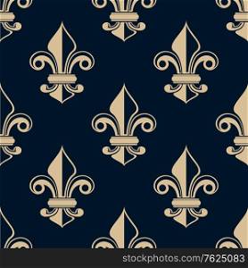 Vintage fleur de lys seamless background pattern with repeat motifs suitable for heraldry, wallpaper and fabric design
