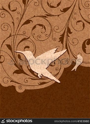 vintage floral background with birds vector illustration