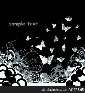 vintage floral background with butterflies vector illustration