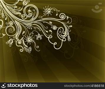 vintage floral background with rays vector illustration
