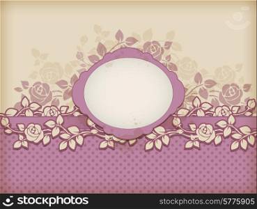 Vintage floral background with rose and label