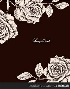 vintage floral background with roses vector illustration