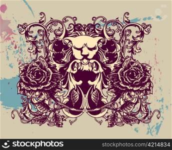 vintage floral background with roses vector illustration