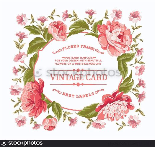 Vintage floral card for your invitation, template. Vector illustration.