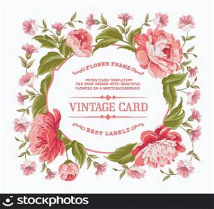 Vintage floral card for your invitation, template. Vector illustration.