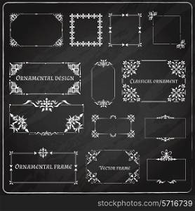 Vintage floral classic calligraphic retro vignette elegant frames ornamental chalkboard design elements black set isolated vector illustration