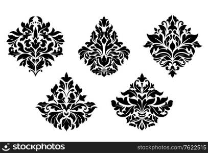Vintage floral design elements in damask style