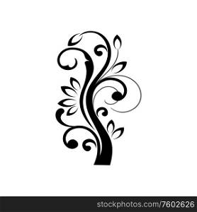 Vintage floral element , isolated embellishment. Vector swirly lines, curved flourish embellishment in black. Flourish embellishment vector floral element