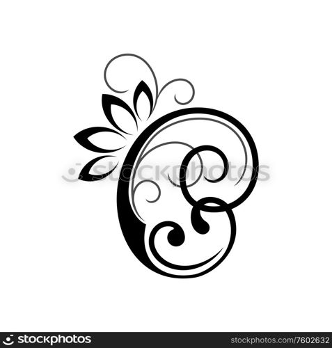 Vintage floral element , isolated embellishment. Vector swirly lines, curved flourish embellishment in black. Flourish embellishment vector floral element