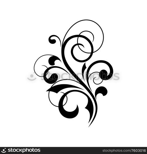 Vintage floral element , isolated embellishment. Vector swirly lines, curved flourish embellishment in black. Flourish embellishment vector floral element