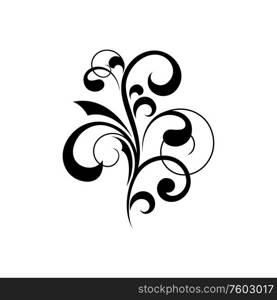 Vintage floral element , isolated embellishment. Vector swirly lines, curved flourish embellishment in black. Flourish embellishment vector floral element