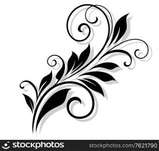 Vintage floral element with shadow for design and ornate