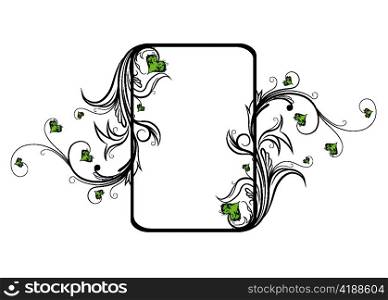 vintage floral frame with hearts vector illustration