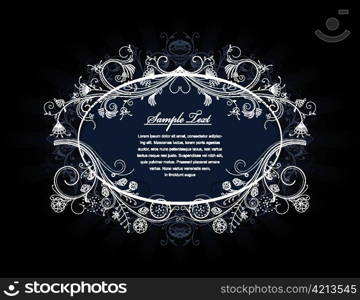 vintage floral frame with rays vector illustration